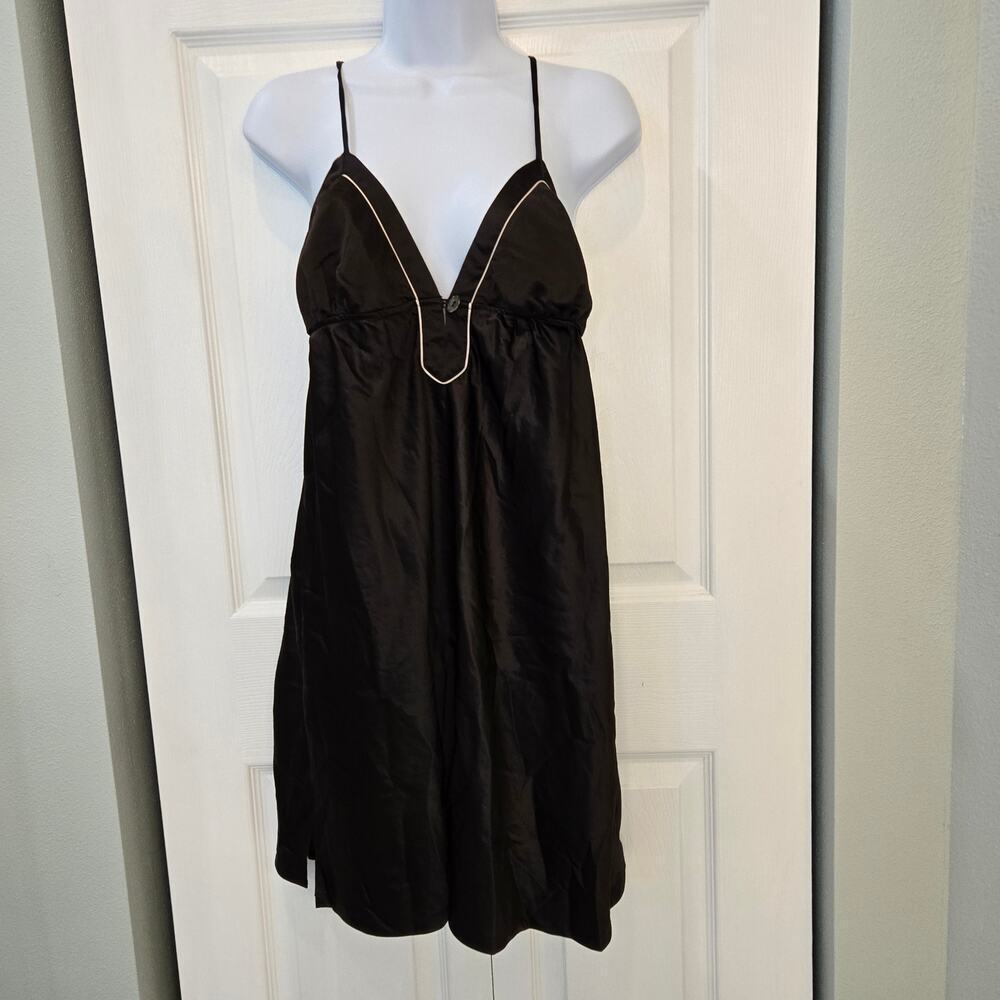 Barefoot Dreams Silky Short Chemise Nightgown in expresso brown Sz Med